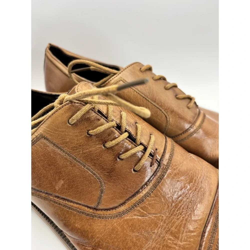 Men's‎ Stacy Adams Bingham Cap Toe Oxfords Shoes SIZE 10.5 M Tan Dress Formal